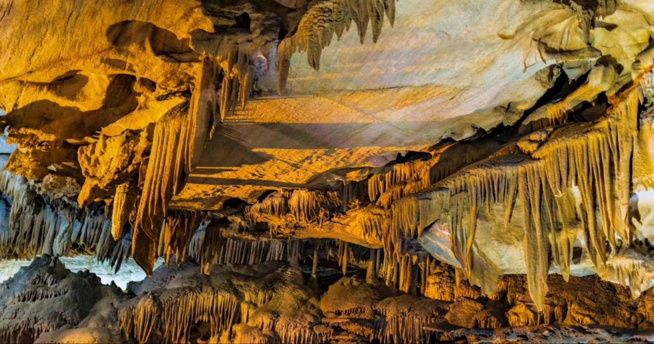 Stone formation in the crystal cave in Sequoia National Park, California, United States