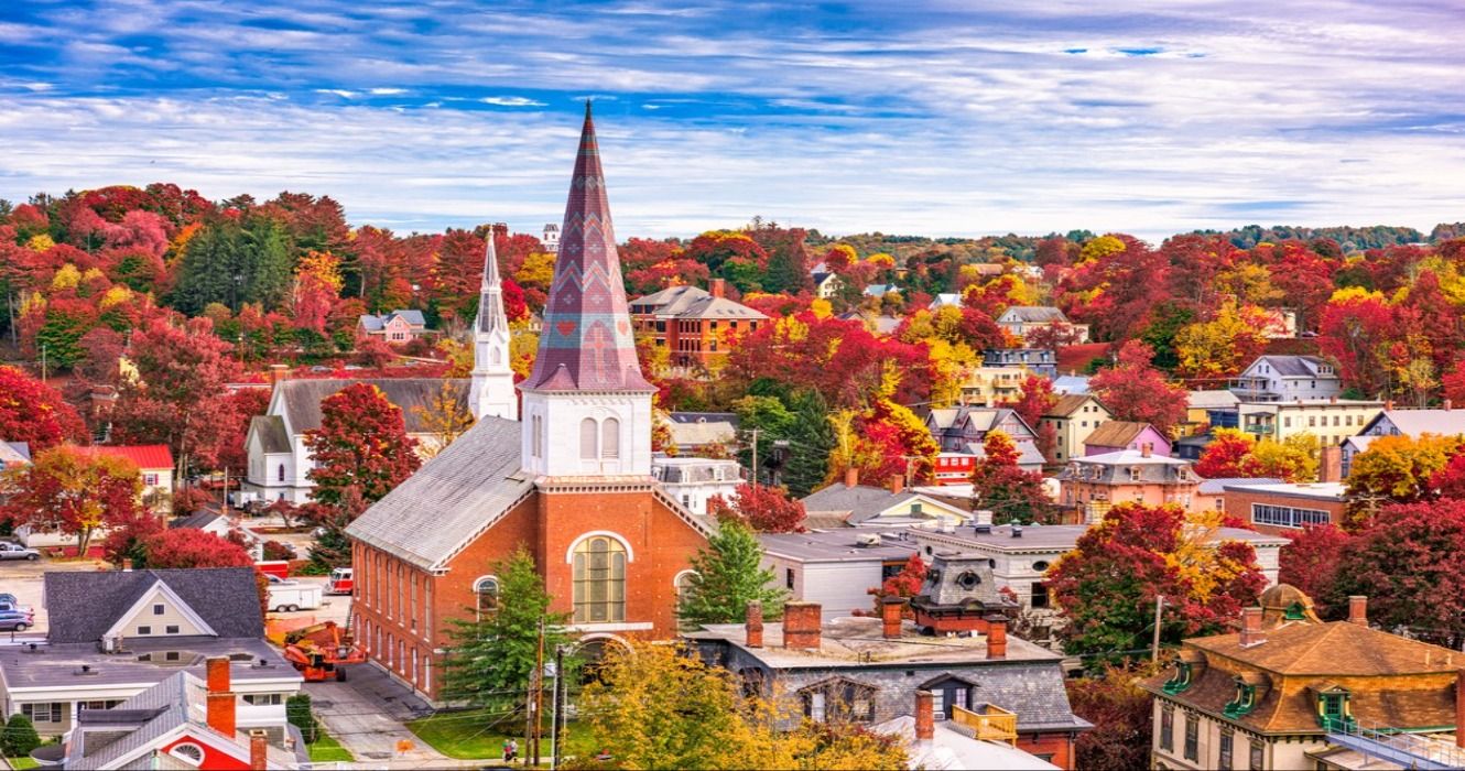 Fall foliage in Montpelier, Vermont, USA