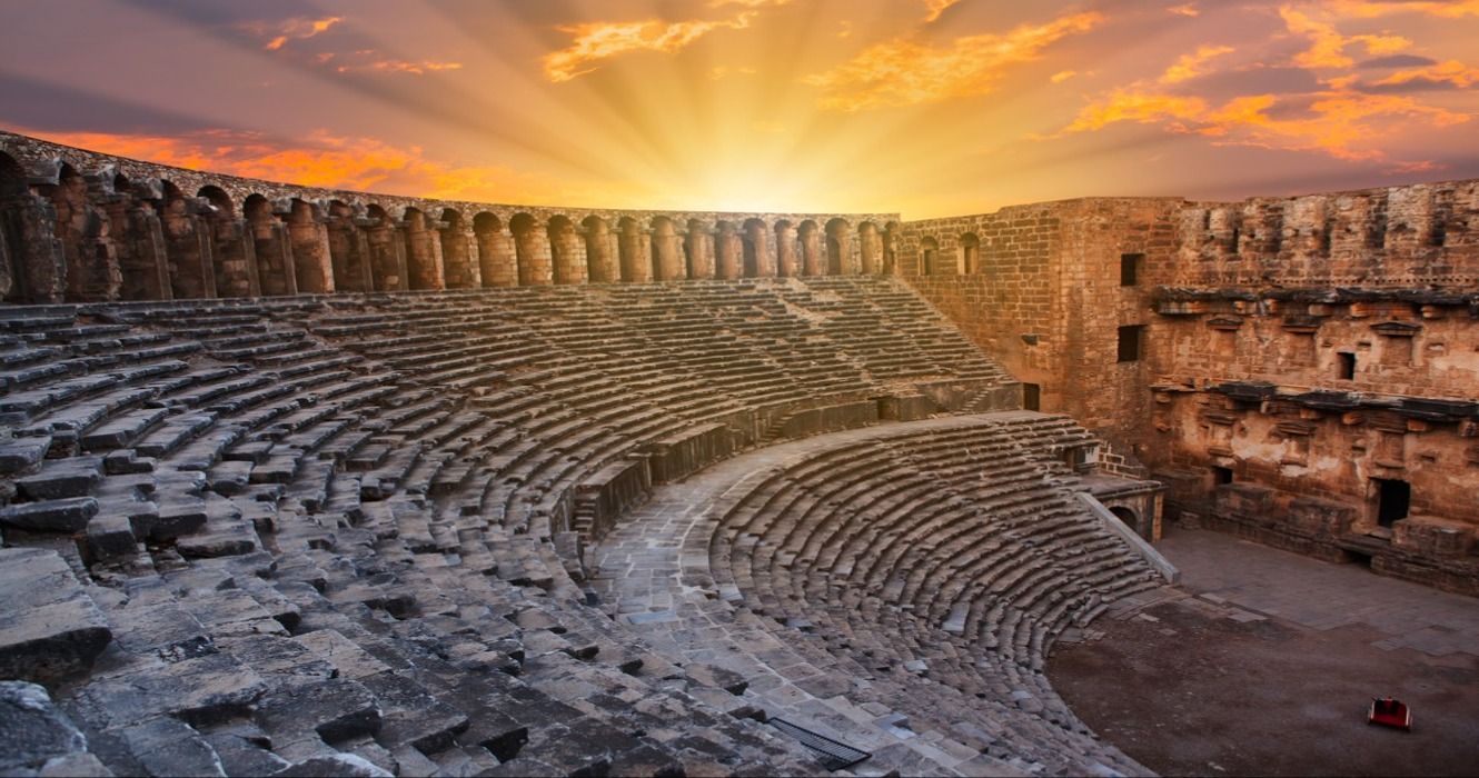 The ancient Roman Aspendos Amphitheater in Antalya, Turkey