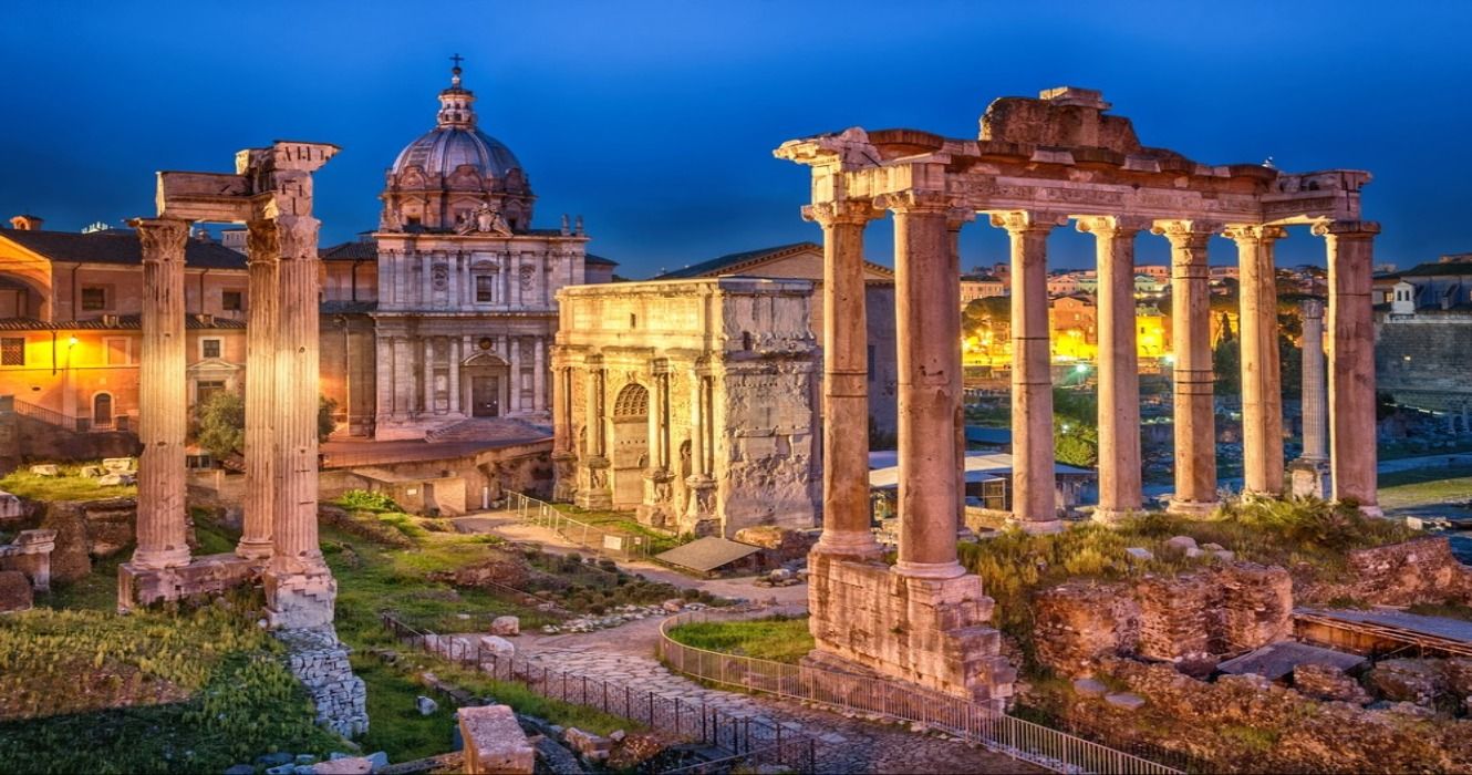 The ancient Roman ruins of the Roman Forum, Rome, Italy