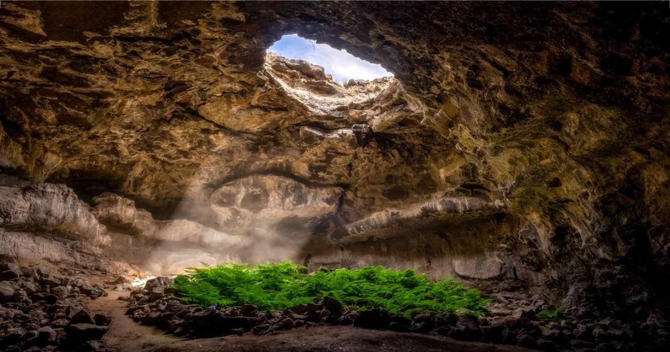 Sunrays beaming inside in Mammoth Cave National Park, Kentucky, USA