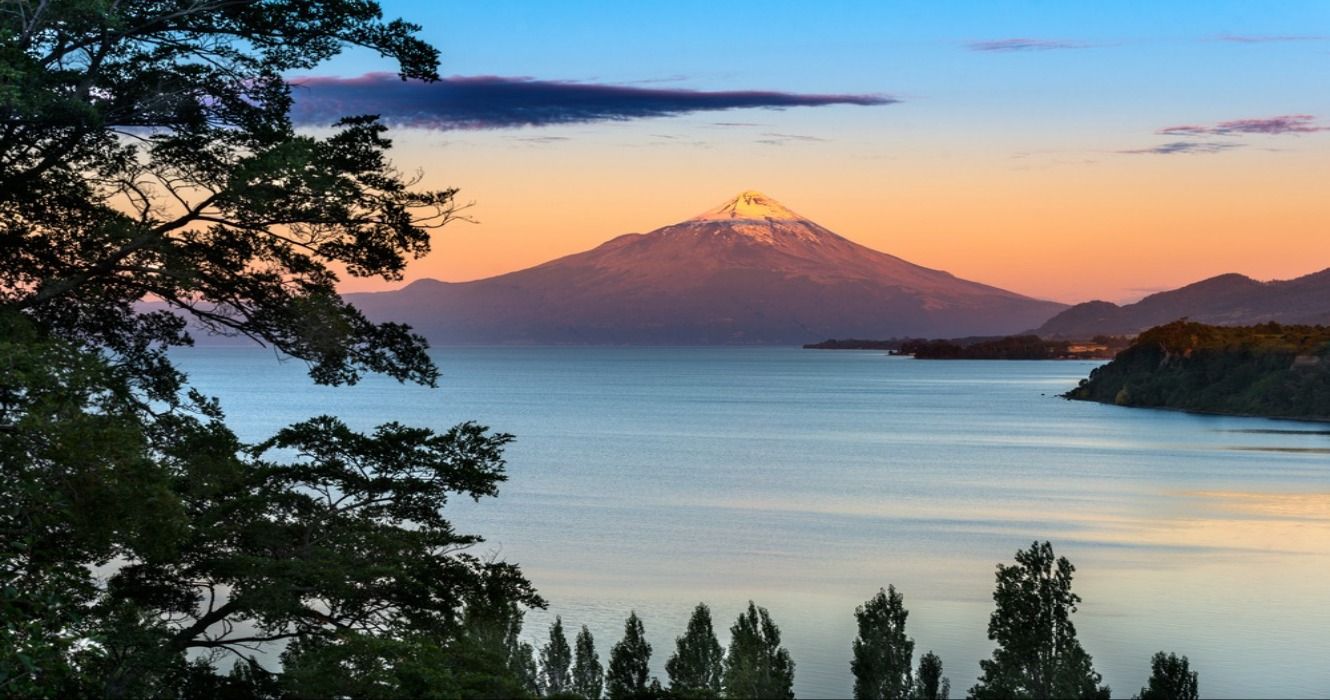 Osorno Volcano and Lake LLanquihue the Chilean Lake District in sourthern Chile