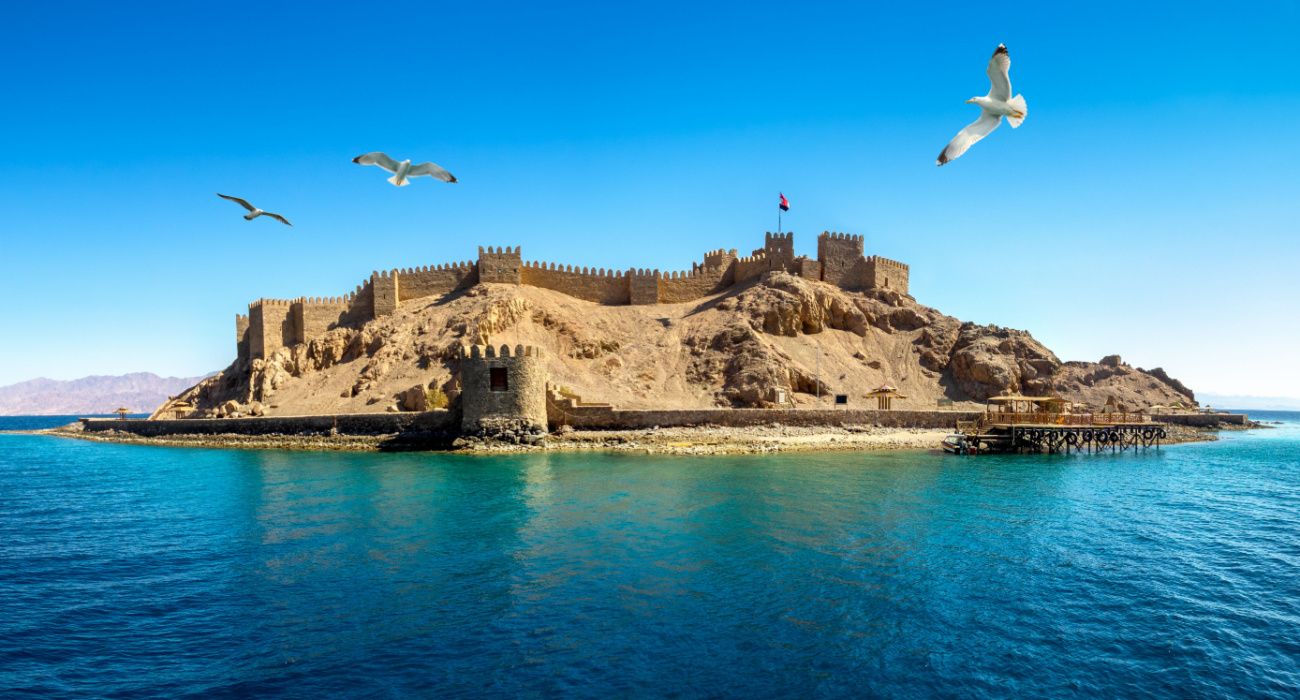 Seascape with ancient Castle on Pharaoh's Island