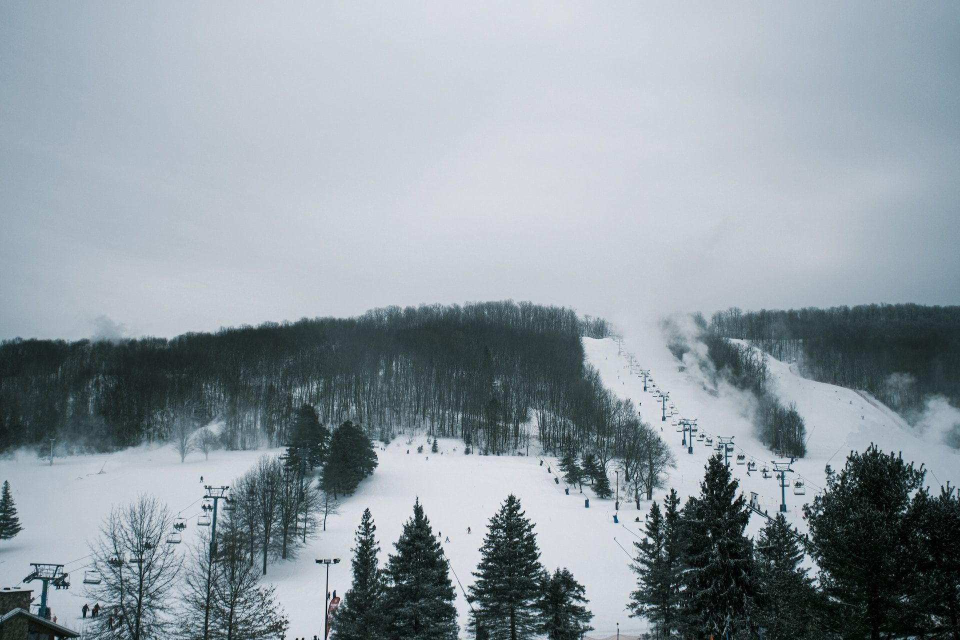 Snow covered ski slopes at Holiday Valley Resort, Ellicottville, New York