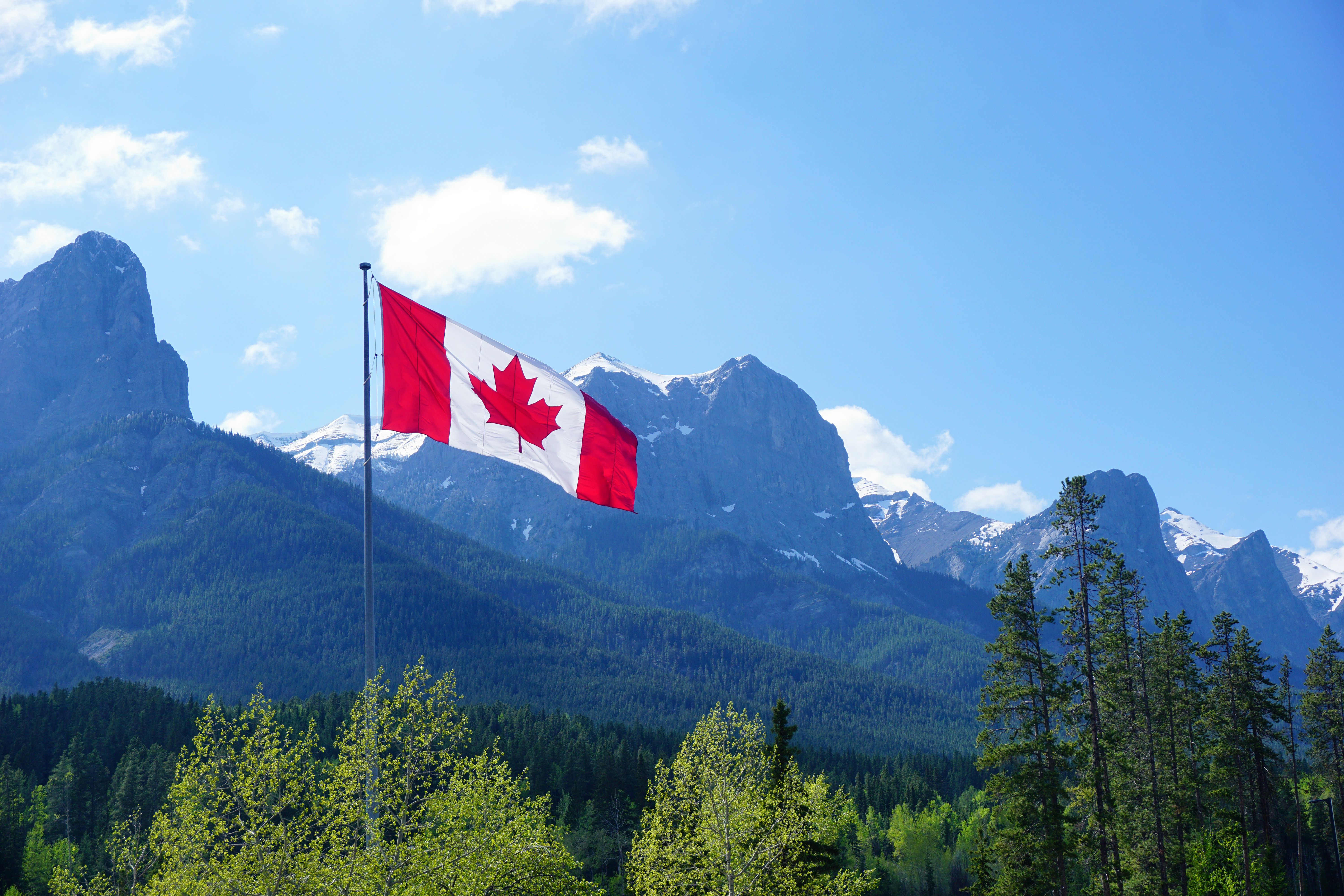 A Canadian flag in the rockies 