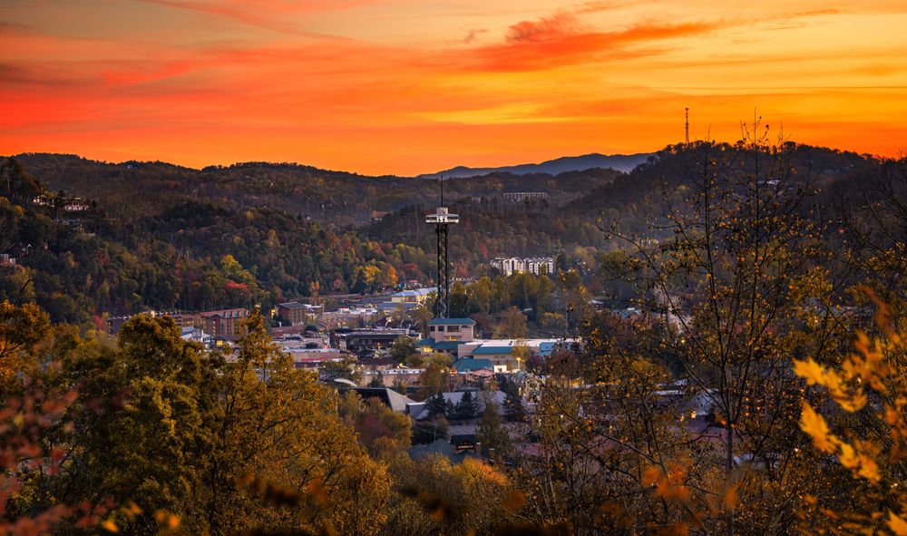 Views from the Gatlinburg overlook during sunset