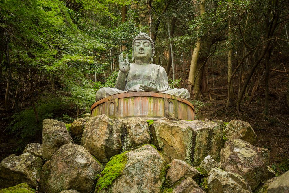 Bronze Buddha statue at Engyoji Temple, Himejji, Mount Shosha, Japan
