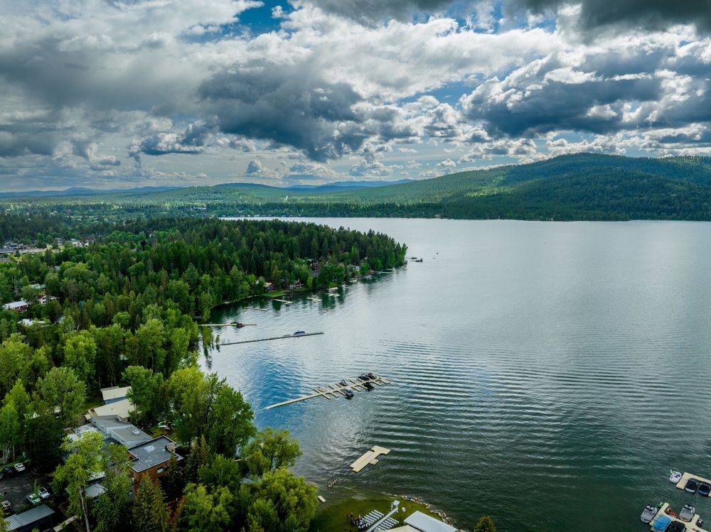 Drone view of Whitefish lake