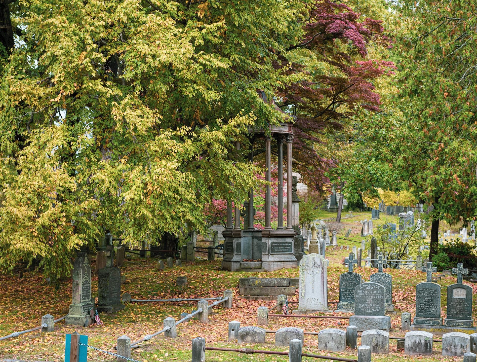An autumnal shot of Sleepy Hollow's cemetery