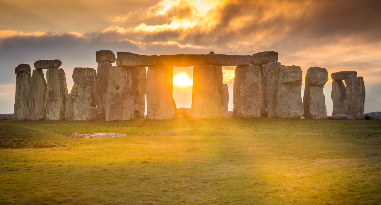 Stonehenge during sunset winter solstice