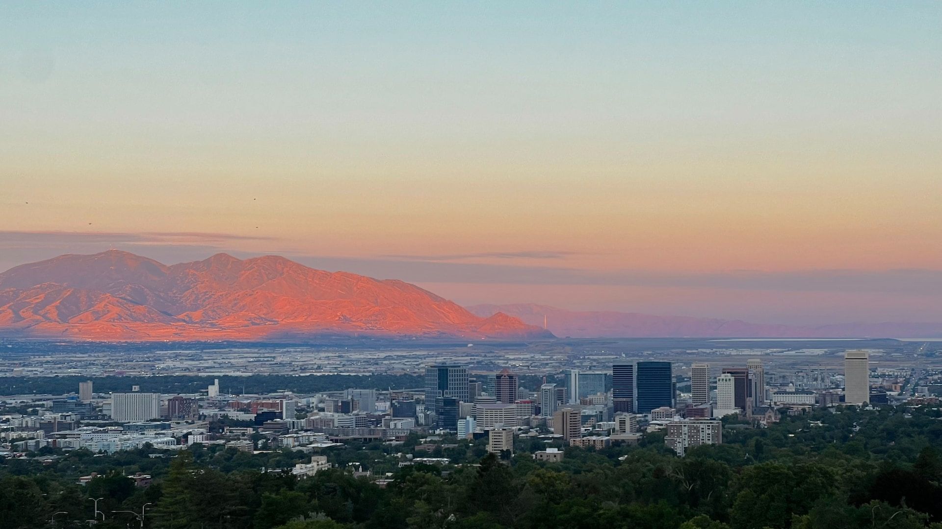 A beautiful sunrise over Salt Lake City