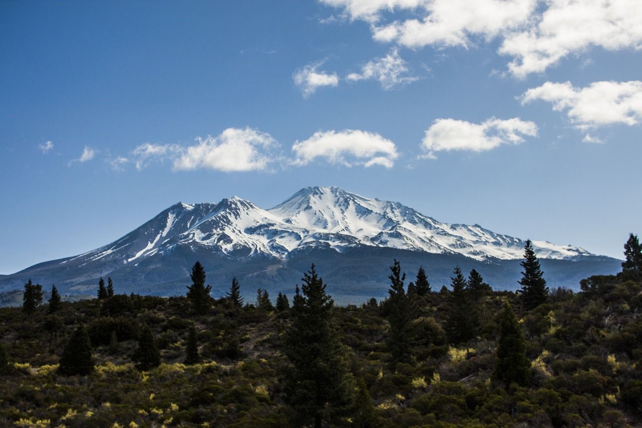 The breathtaking Mount Shasta volcano in the Cascade Range