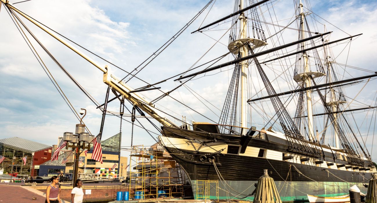 USS Constellation, one of the historic ships docked in Baltimore's Inner Harbor
