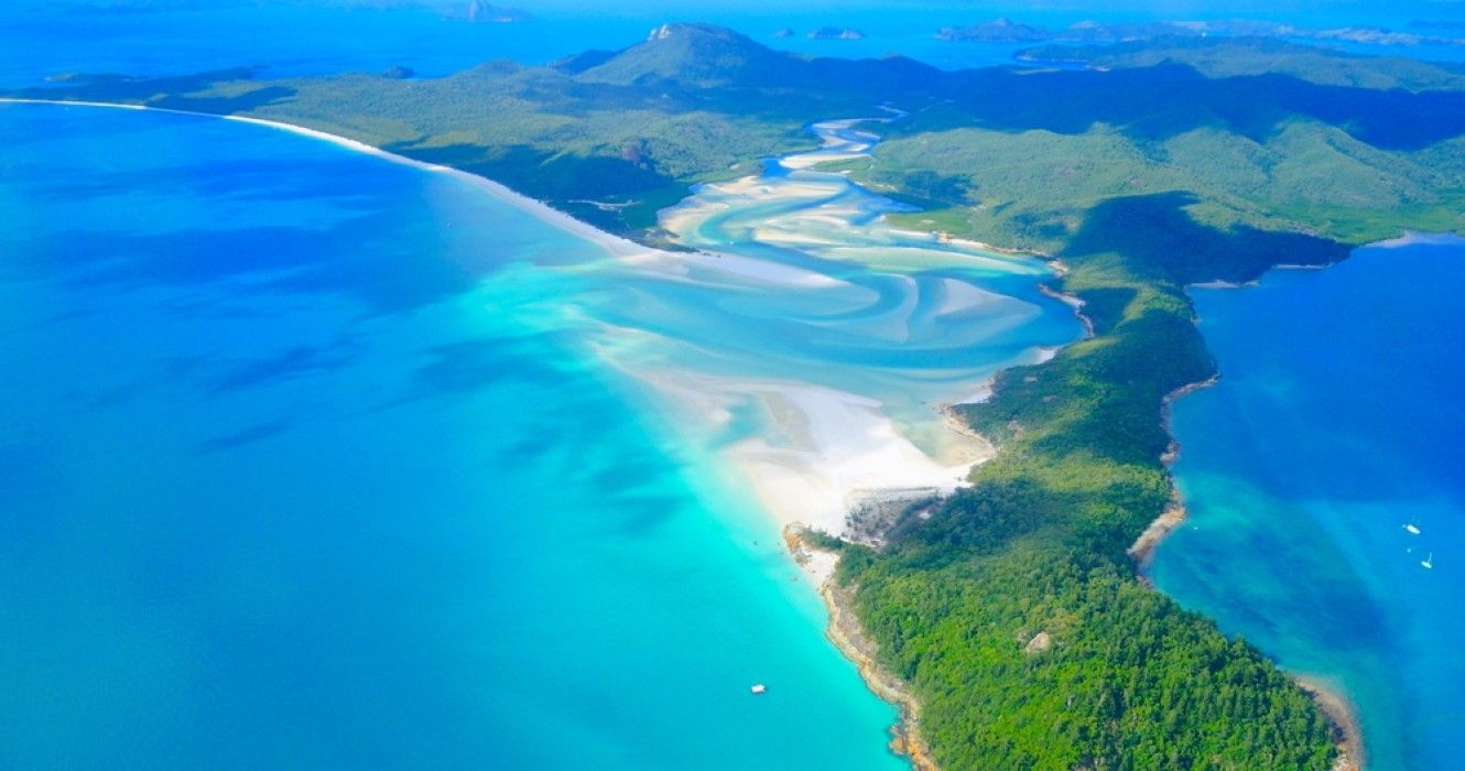 Whitsundays islands from the sky, Australia