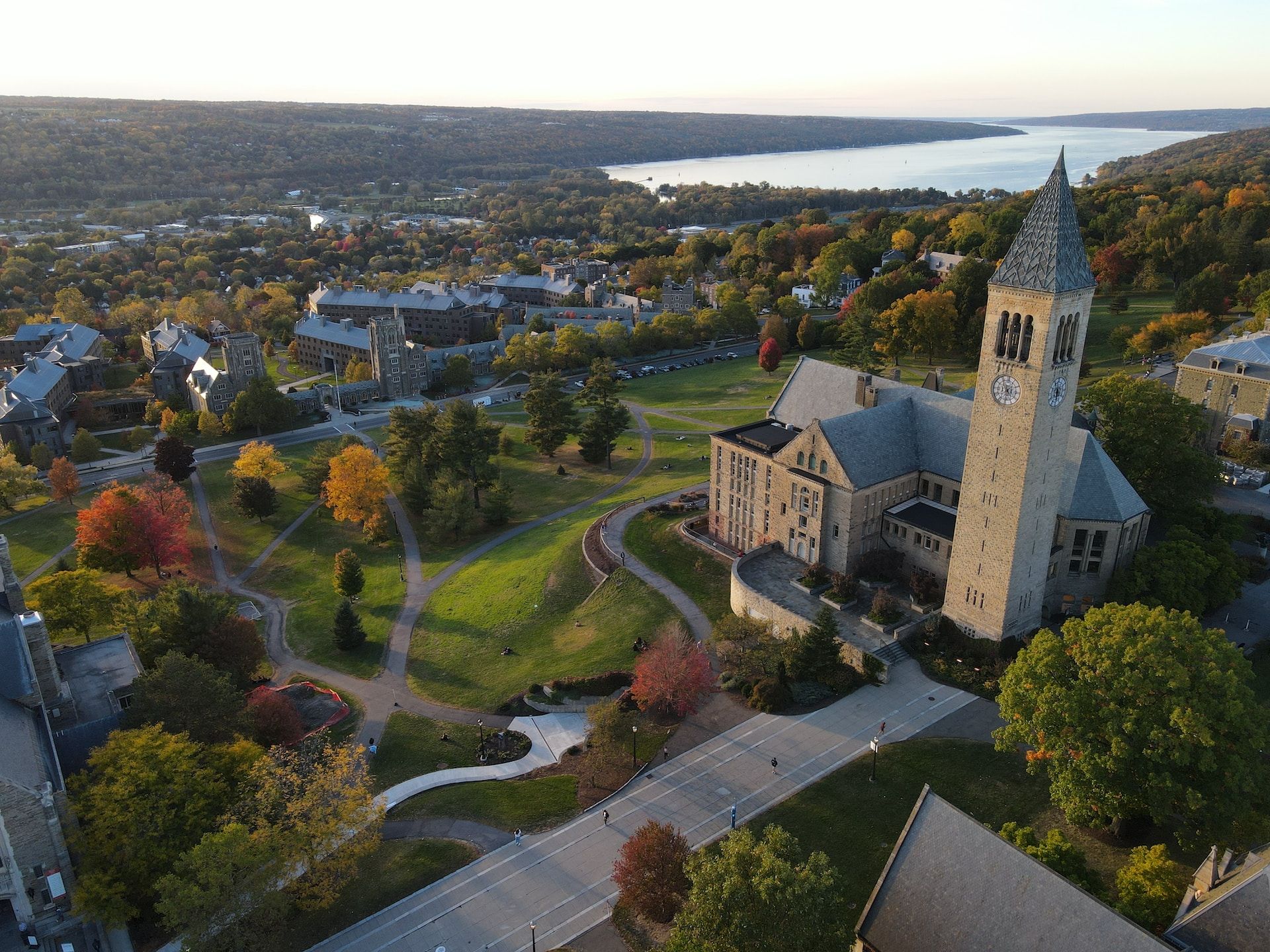 Cornell University and surrounding natural landscape in Ithaca, New York