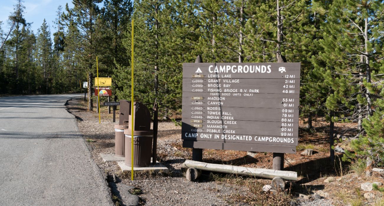 Yellowstone National Park Large Campground Sign