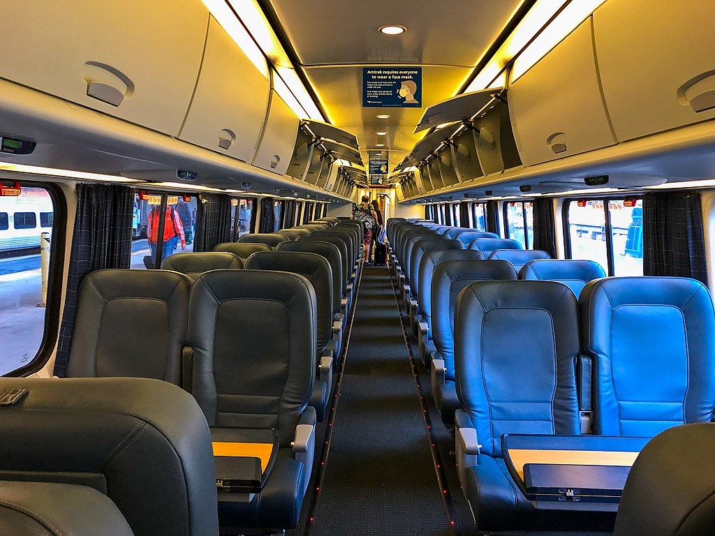 Seats on an Amtrak Acela Express train