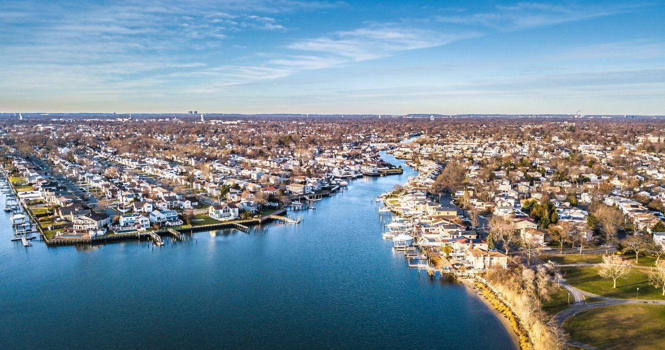 Aerial view of Long Island NY