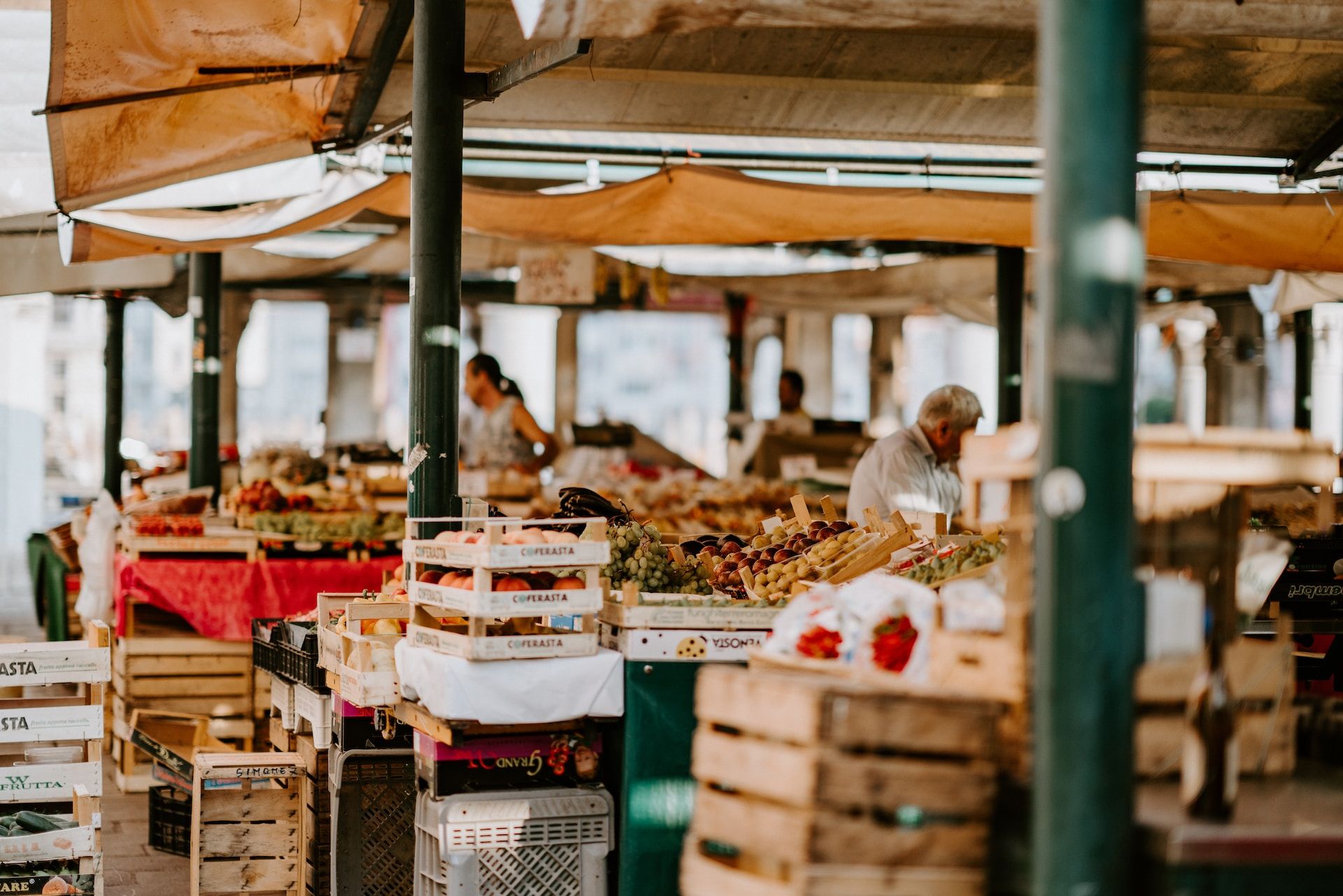 A local marketplace in Venice with fruit and vegetables