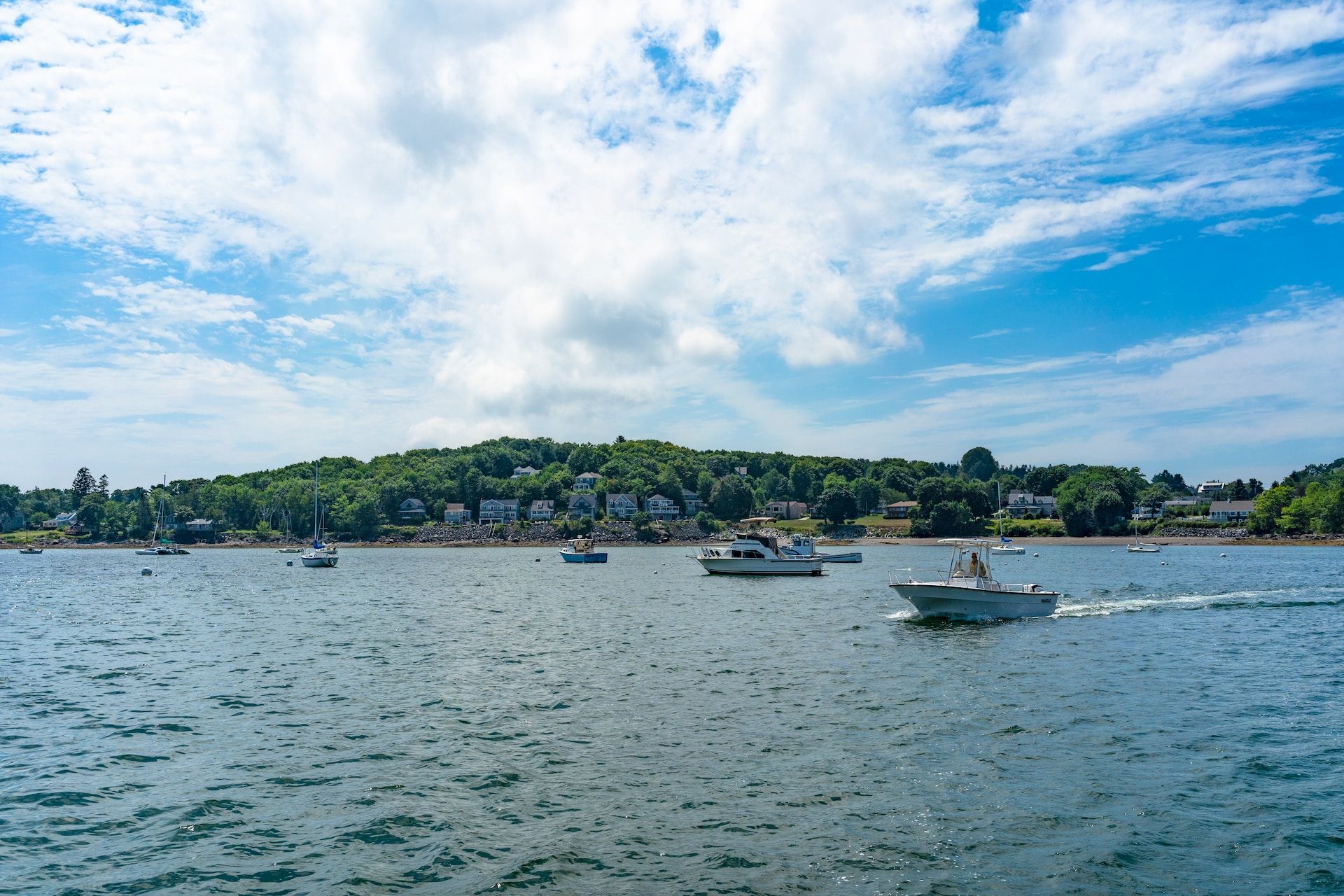 View of the harbor in Rockland, Maine, USA