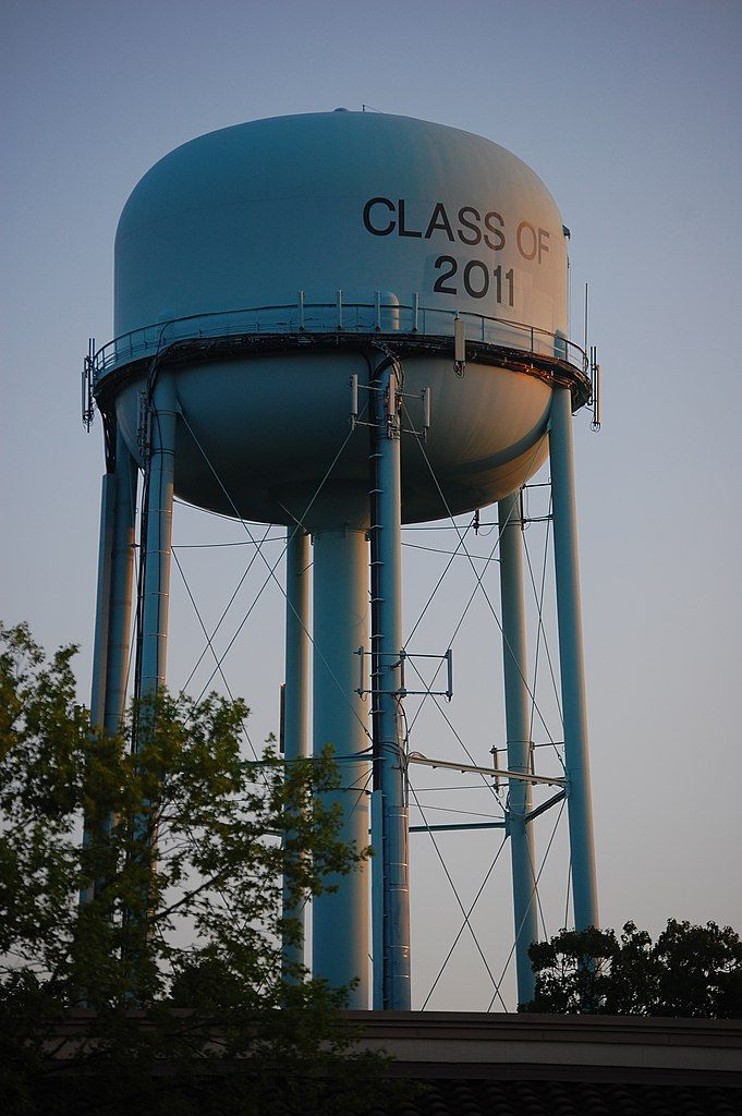 a photo of the water tower located across Maynard Road