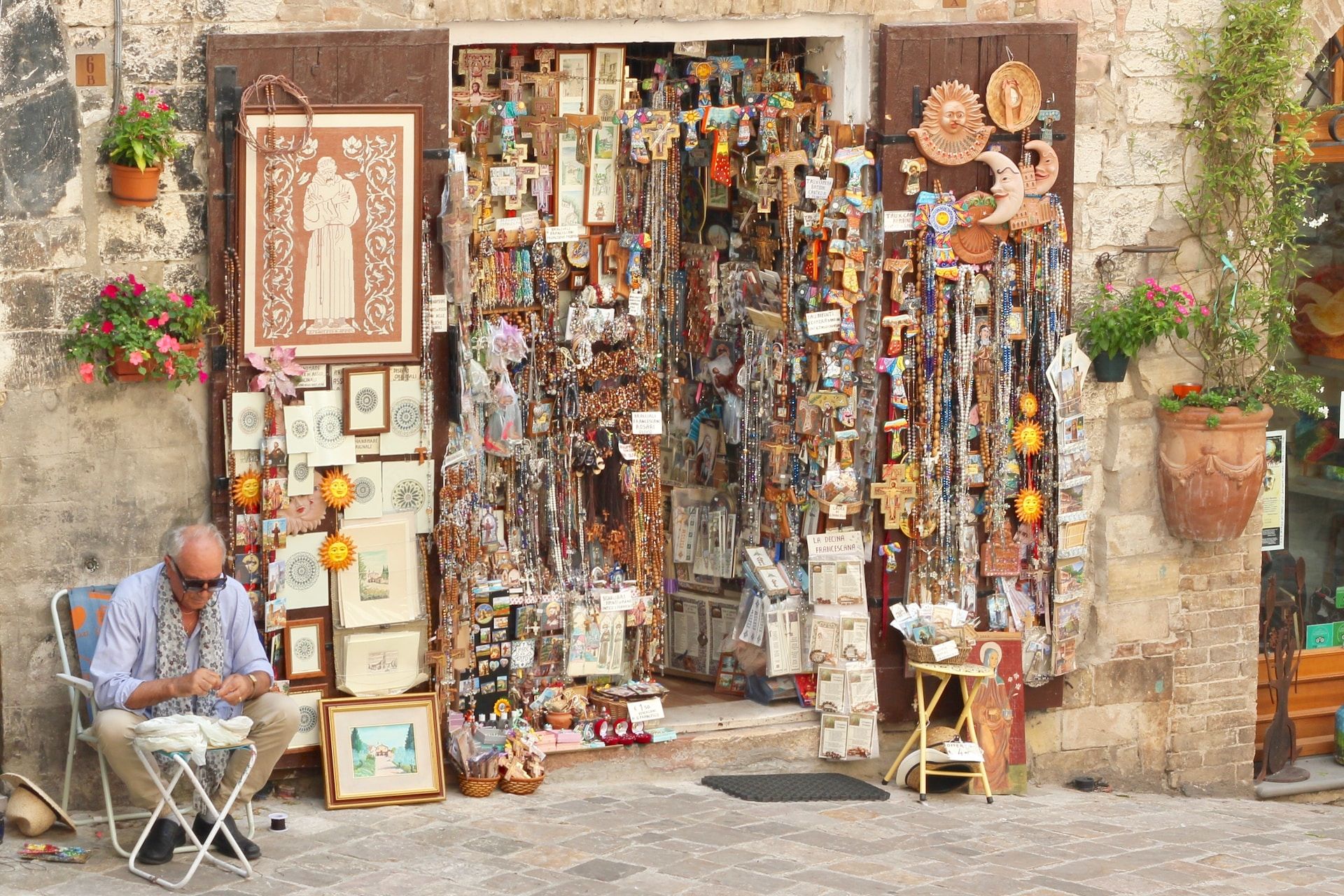 A tempting souvenir shop in Assisi, Italy