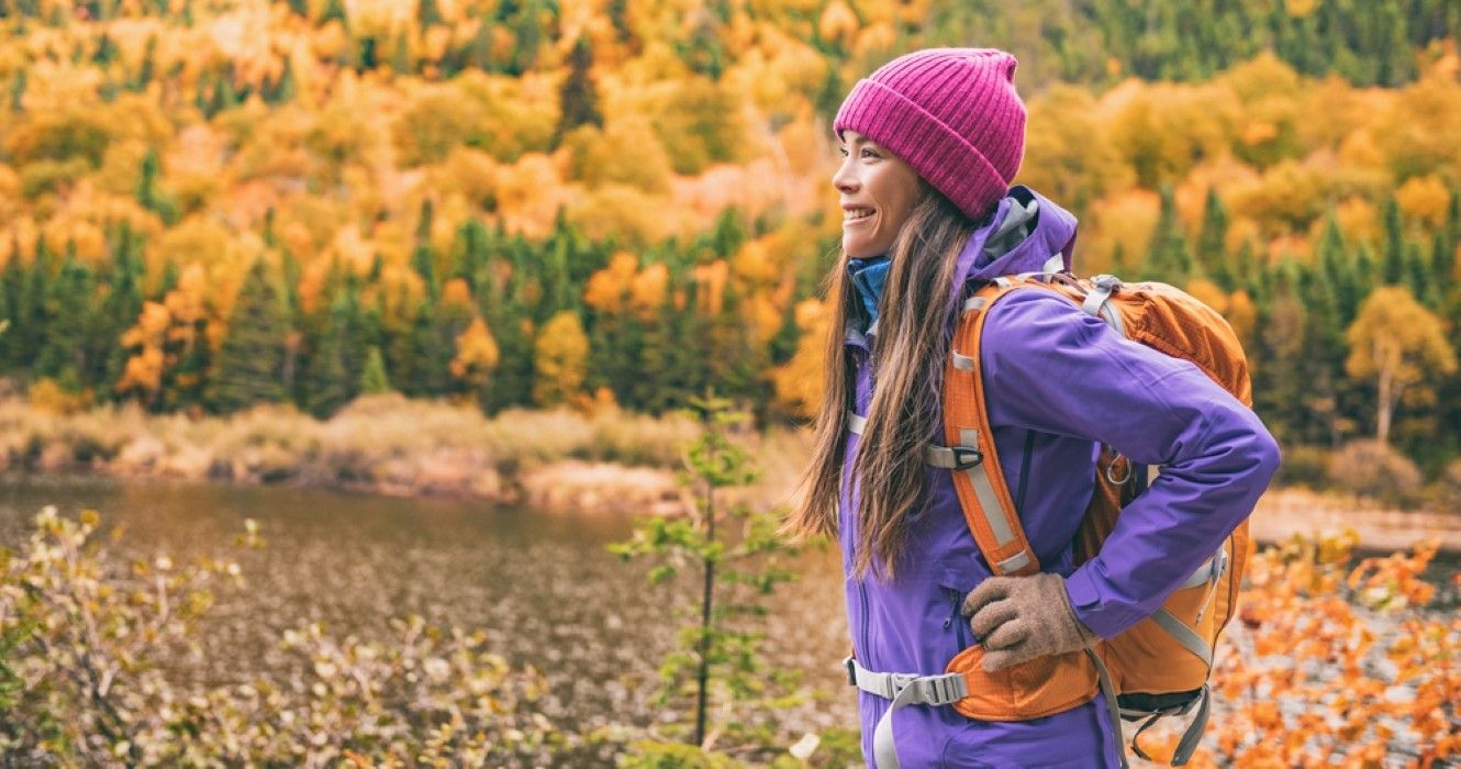 Fall autumn hiker girl