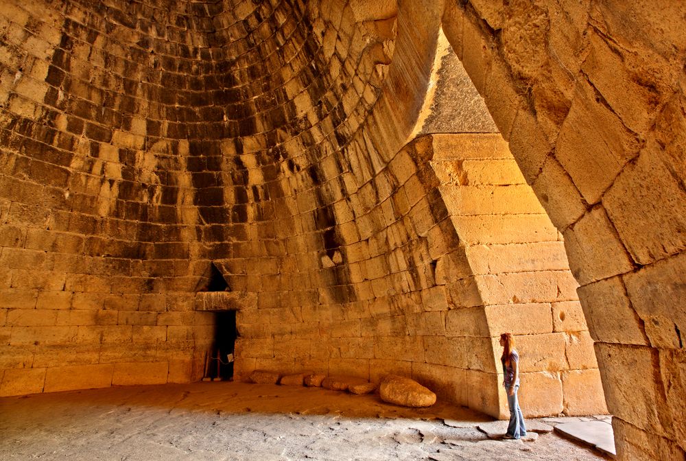 Inside the Treasury of Atreus or Tholos tomb of Agamemnon