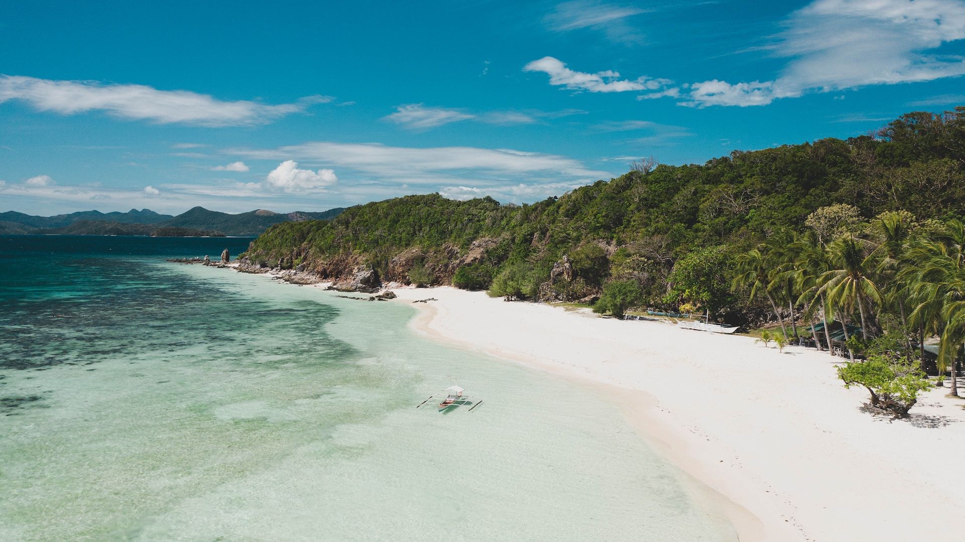 A beautiful white sand beach in the Philippines