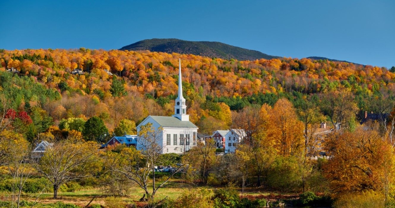 New England church in Stowe, Vermont