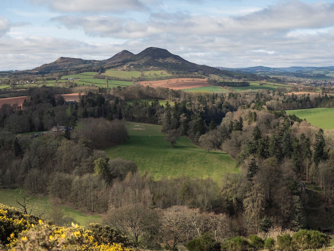 View of Eildon Hills in Scotland
