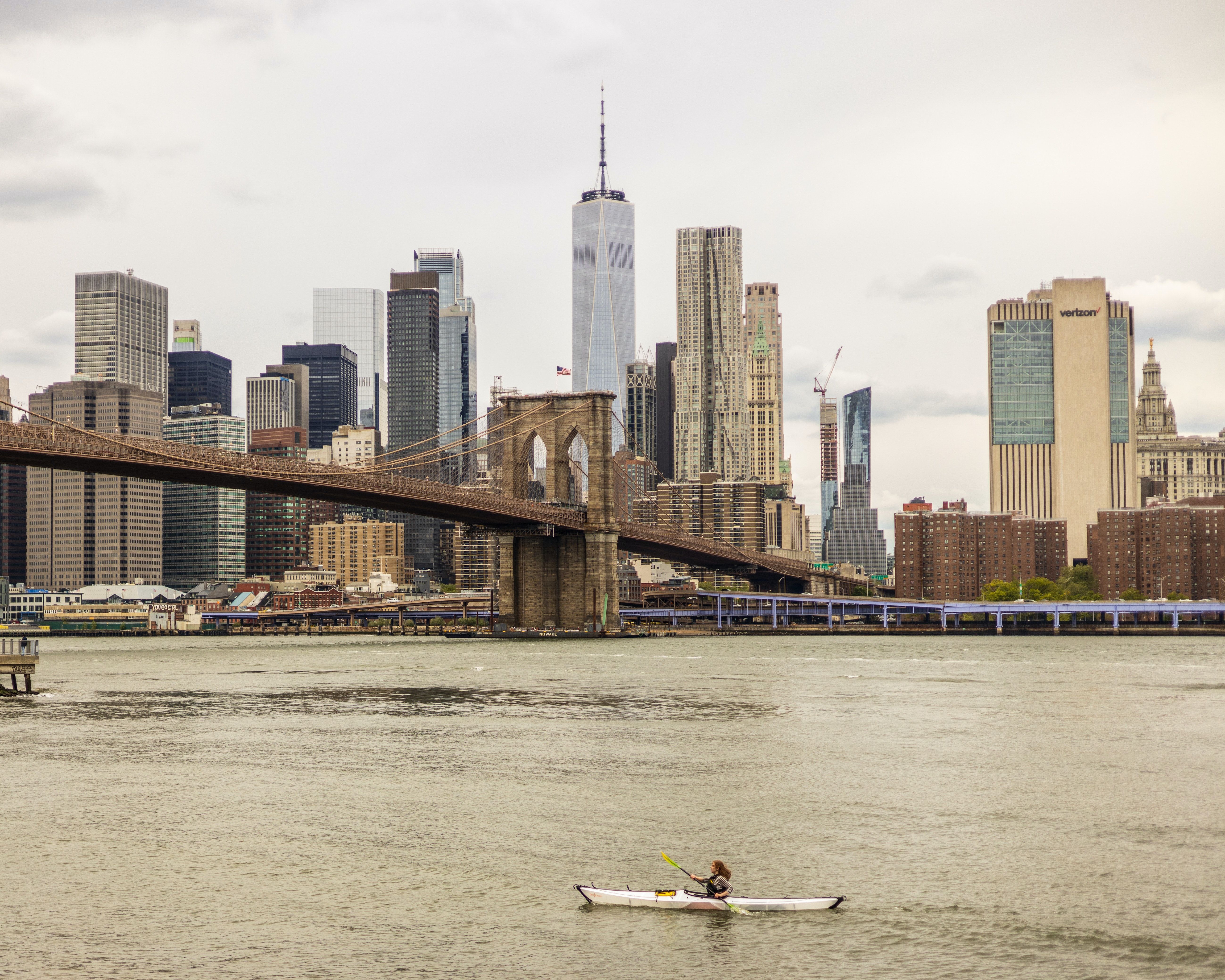 Kayaking in NYC on an overcast day