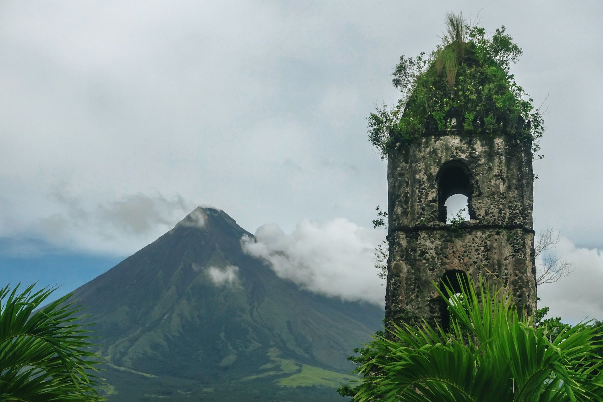 Remaining church tower of Cagsawa, Legazpi, The Philippines