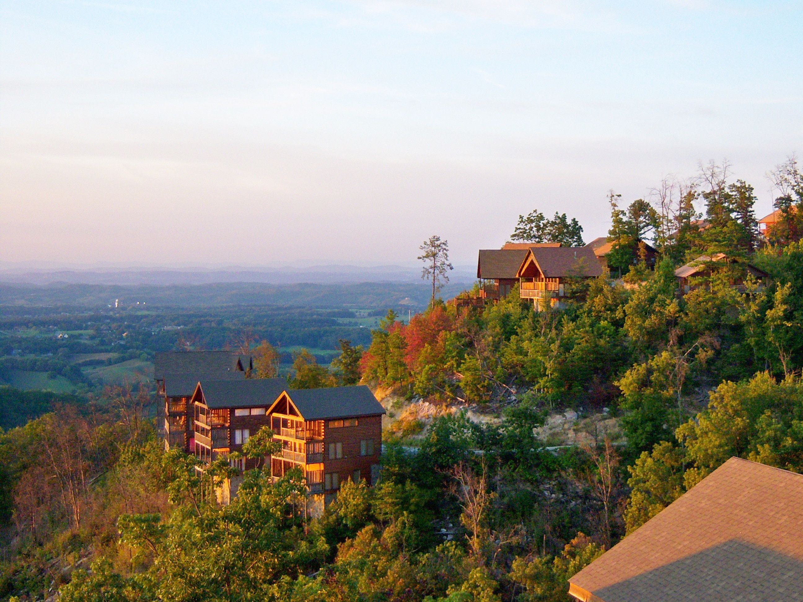 Luxurious mountain cabins perched on a hill  near the Great Smoky Mountains National Park