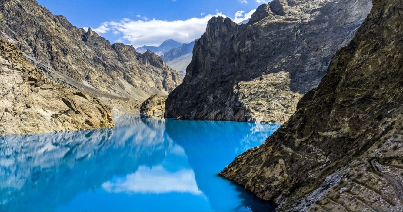 The blue Attabad Lake, Gojal, Hunza, Gilgit Baltistan, Pakistan
