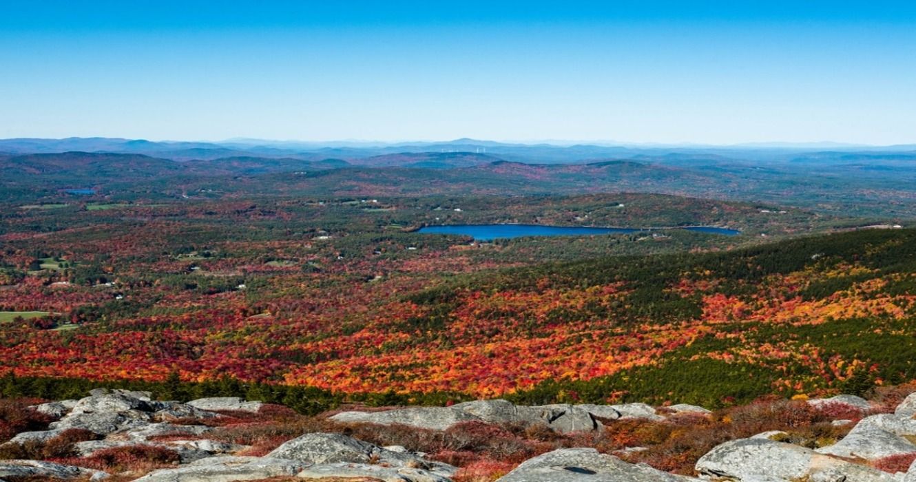 Fall foliage in the autumn seen from the top of Mount Monadnock in New Hampshire, USA