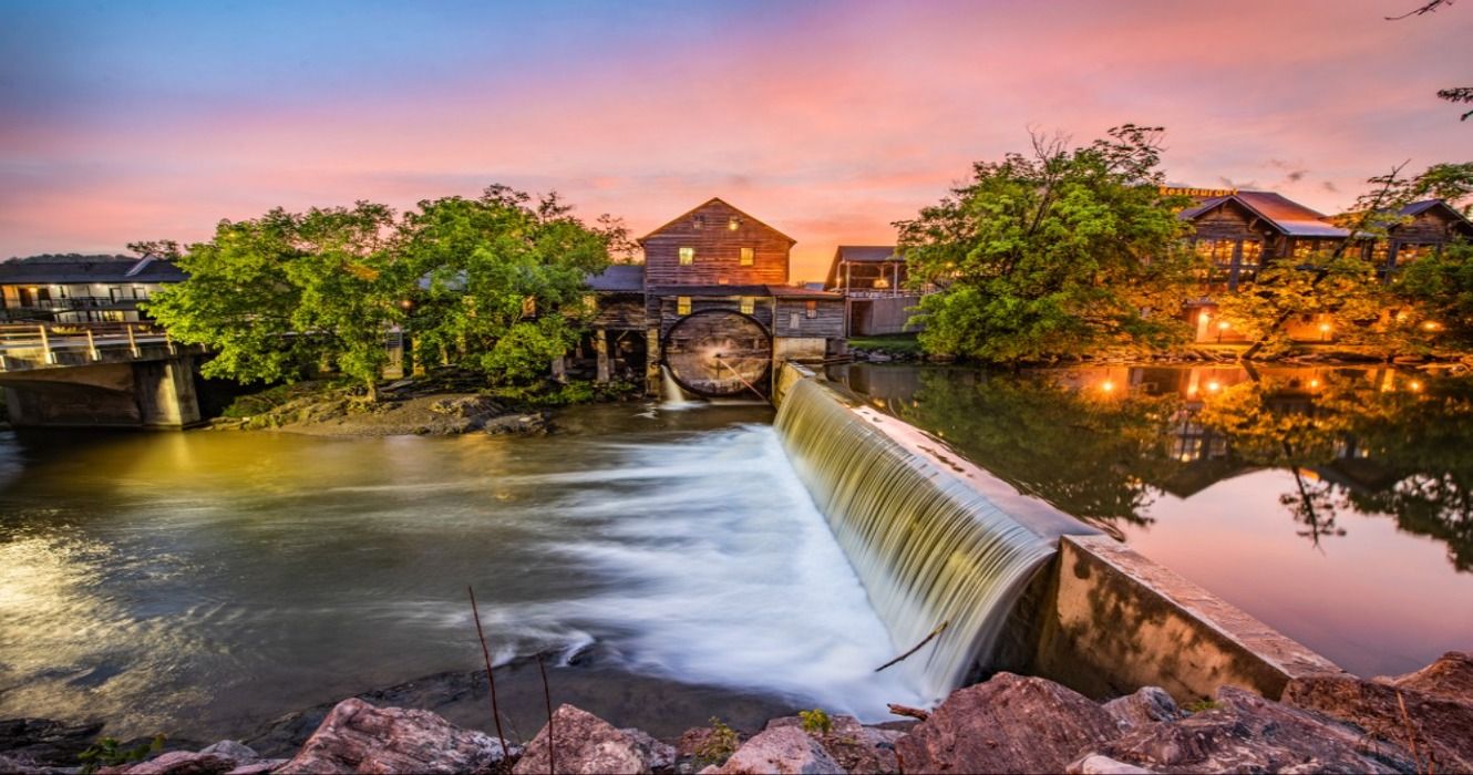 Sunrise at the Old Mill in Pigeon Forge, Tennessee, USA