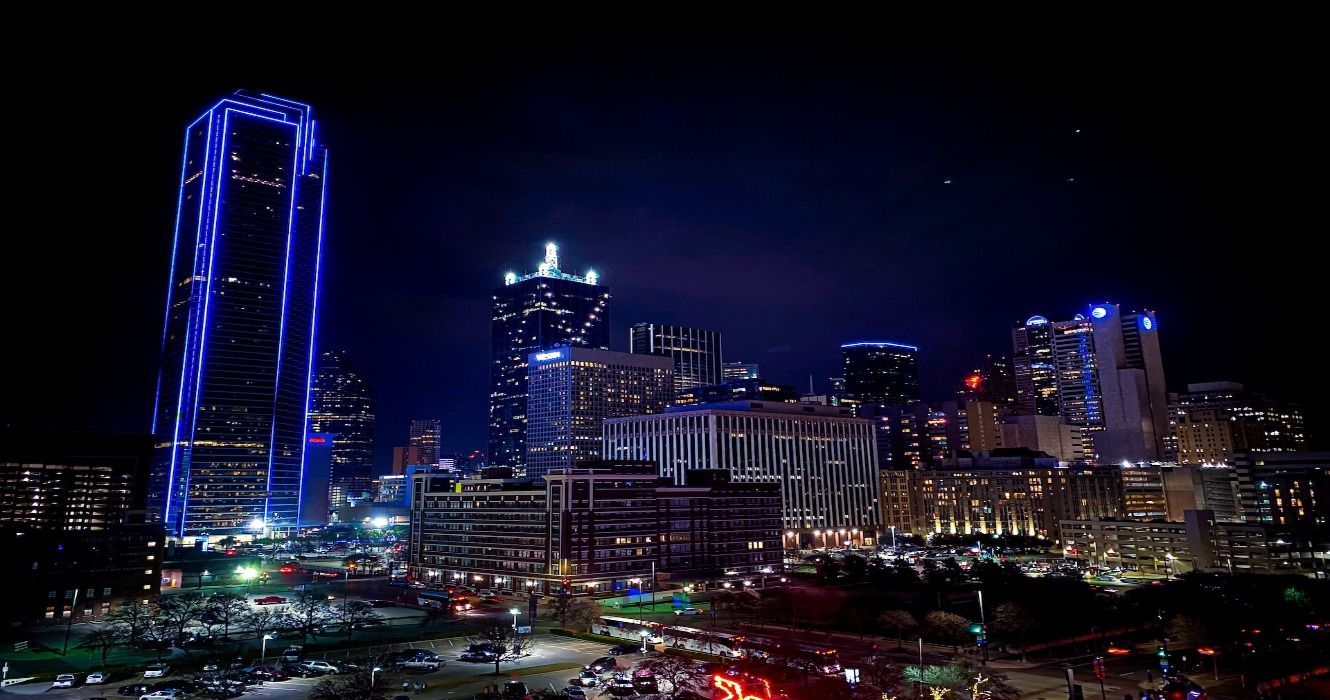 Downtown Dallas at night, Texas, USA