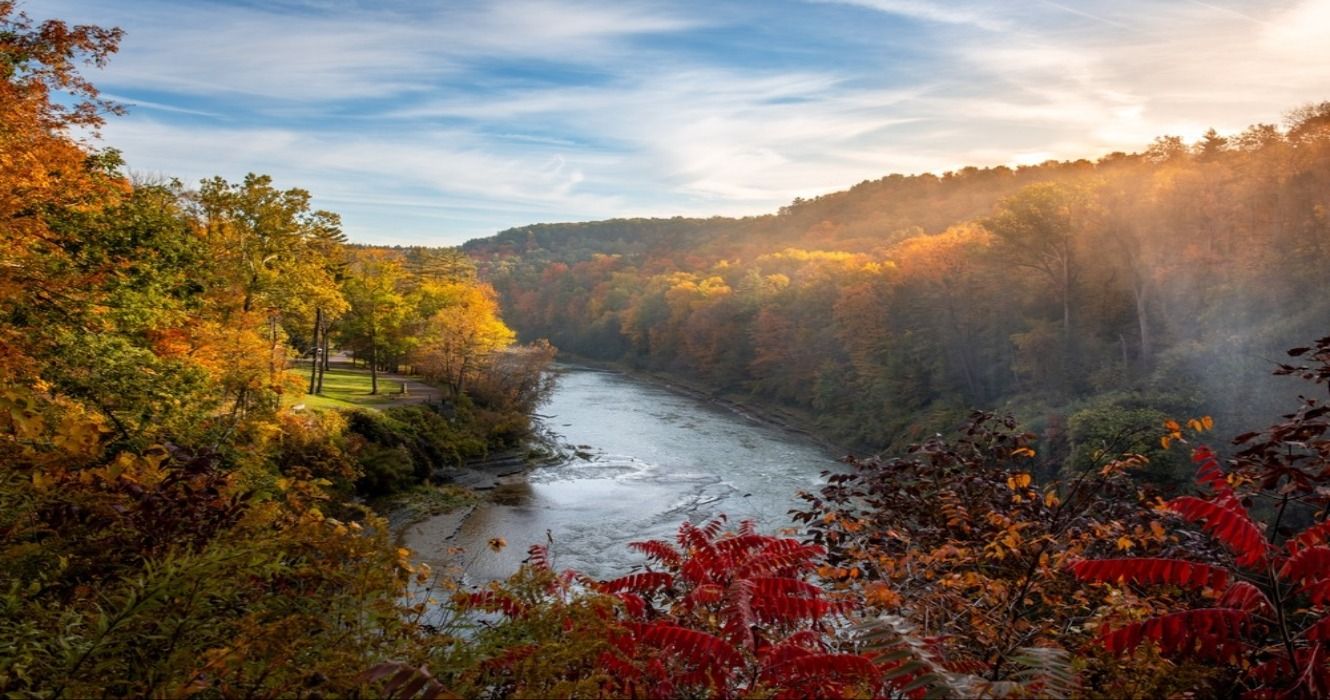 Autumn colors and views of fall foliage in Letchworth State Park in New York, USA