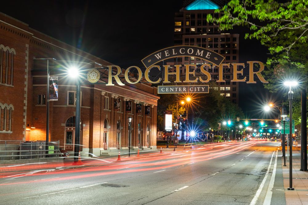 Rochester New York sign along South Clinton Ave New York