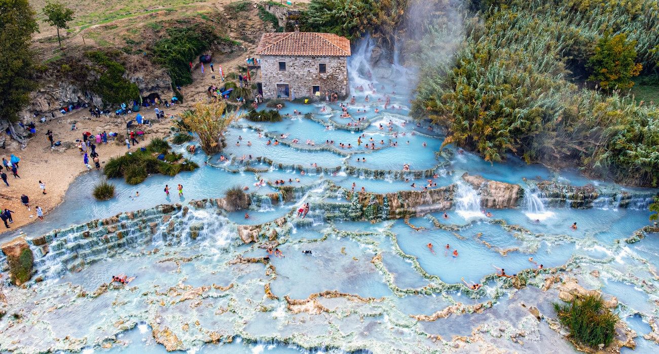 Saturnia Hot Spring Site in Tuscany, Italy