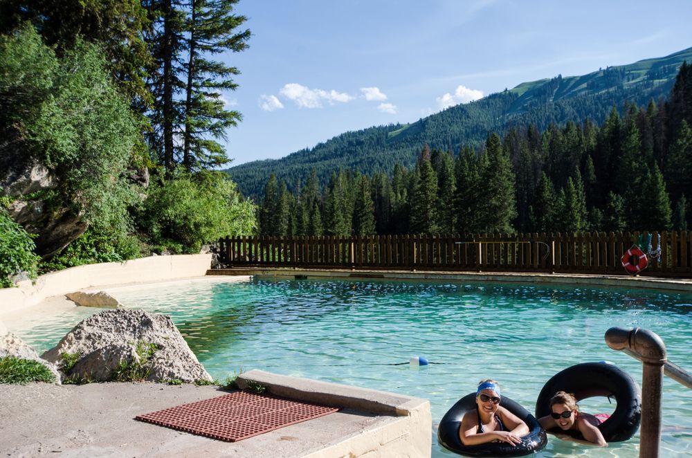People enjoying Granite Creek Hot Springs in Jackson, Wyoming, USA