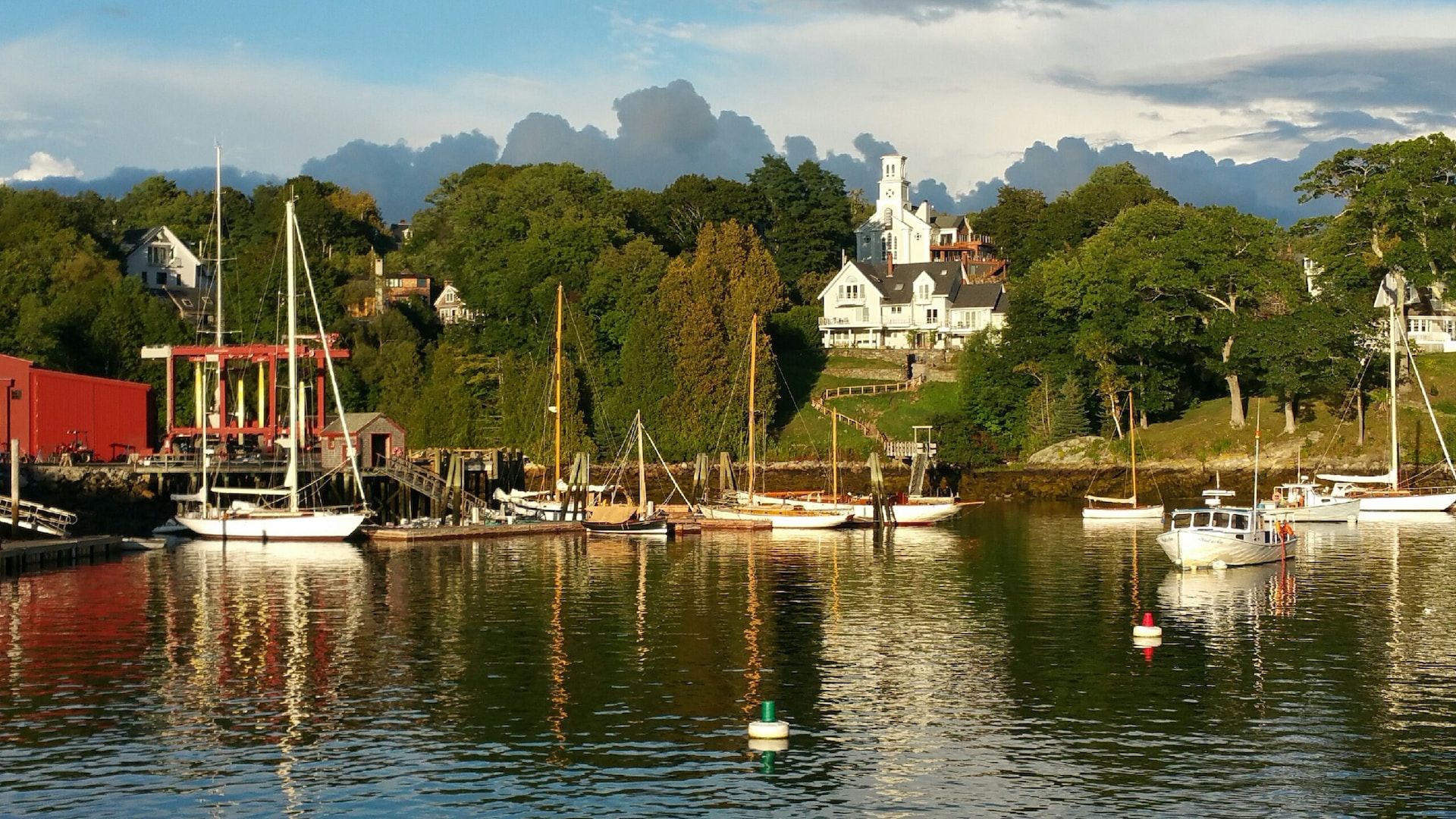 Boats in the water in Camden, Maine