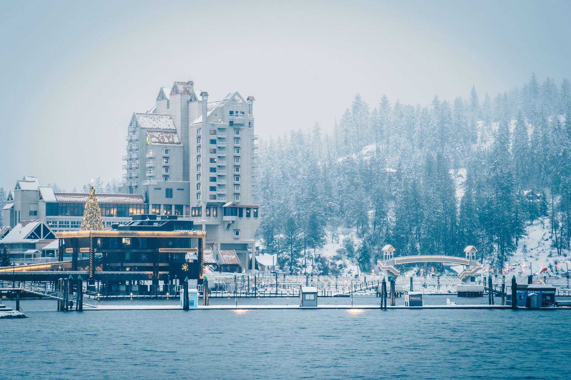 A section of Coeur D'alene, Idaho in winter