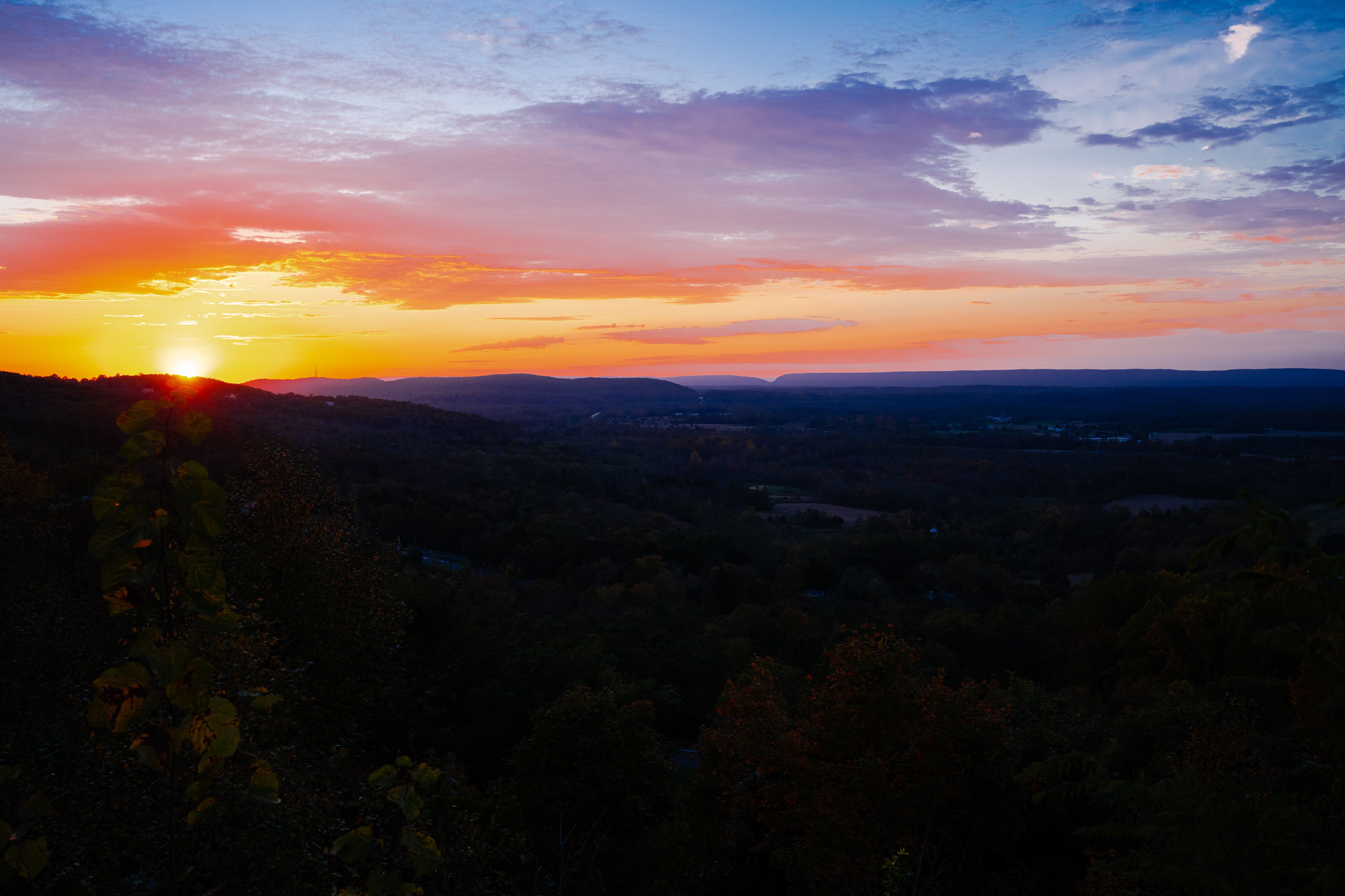 Sunset over mountains in Pennsylvania