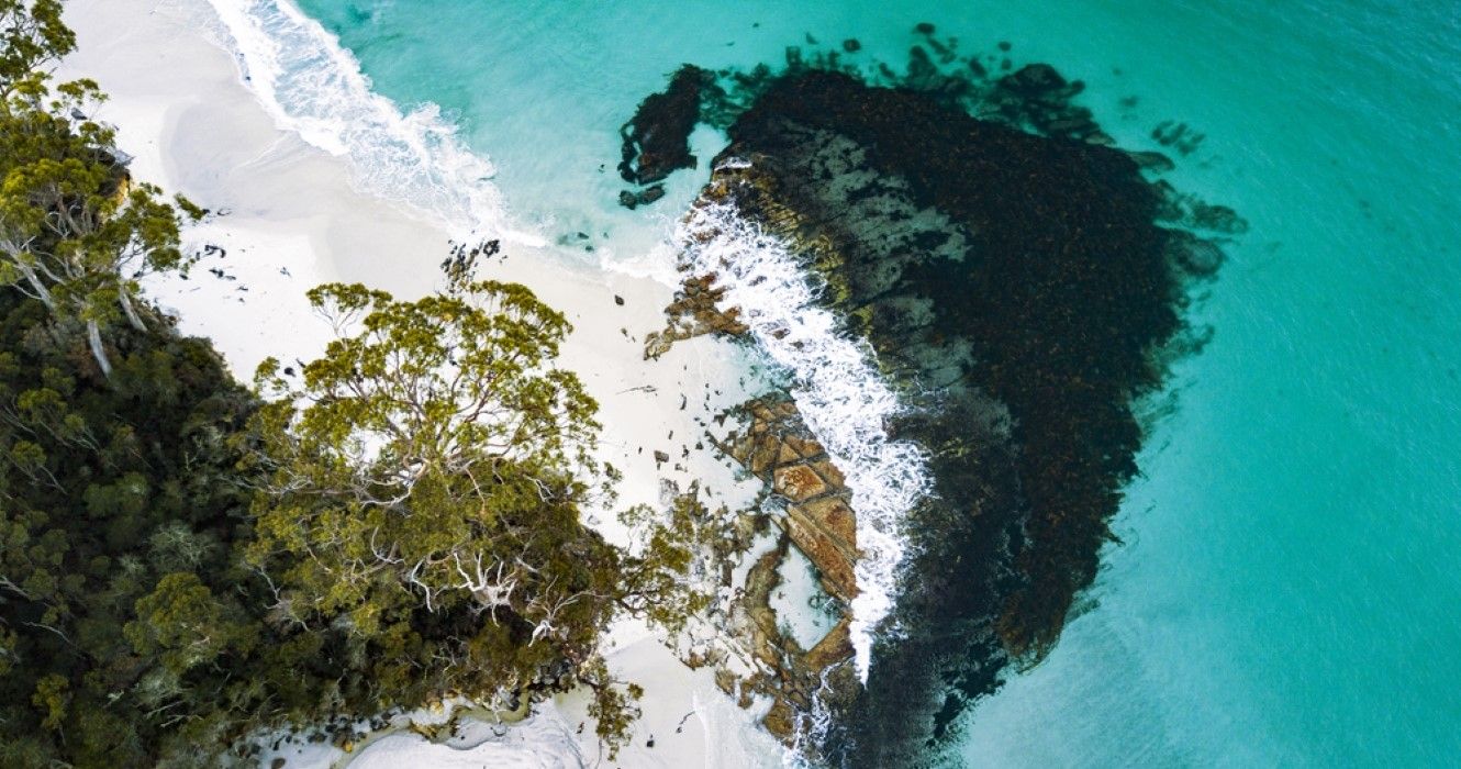 View of Bruny Island beach in Tasmania, Australia