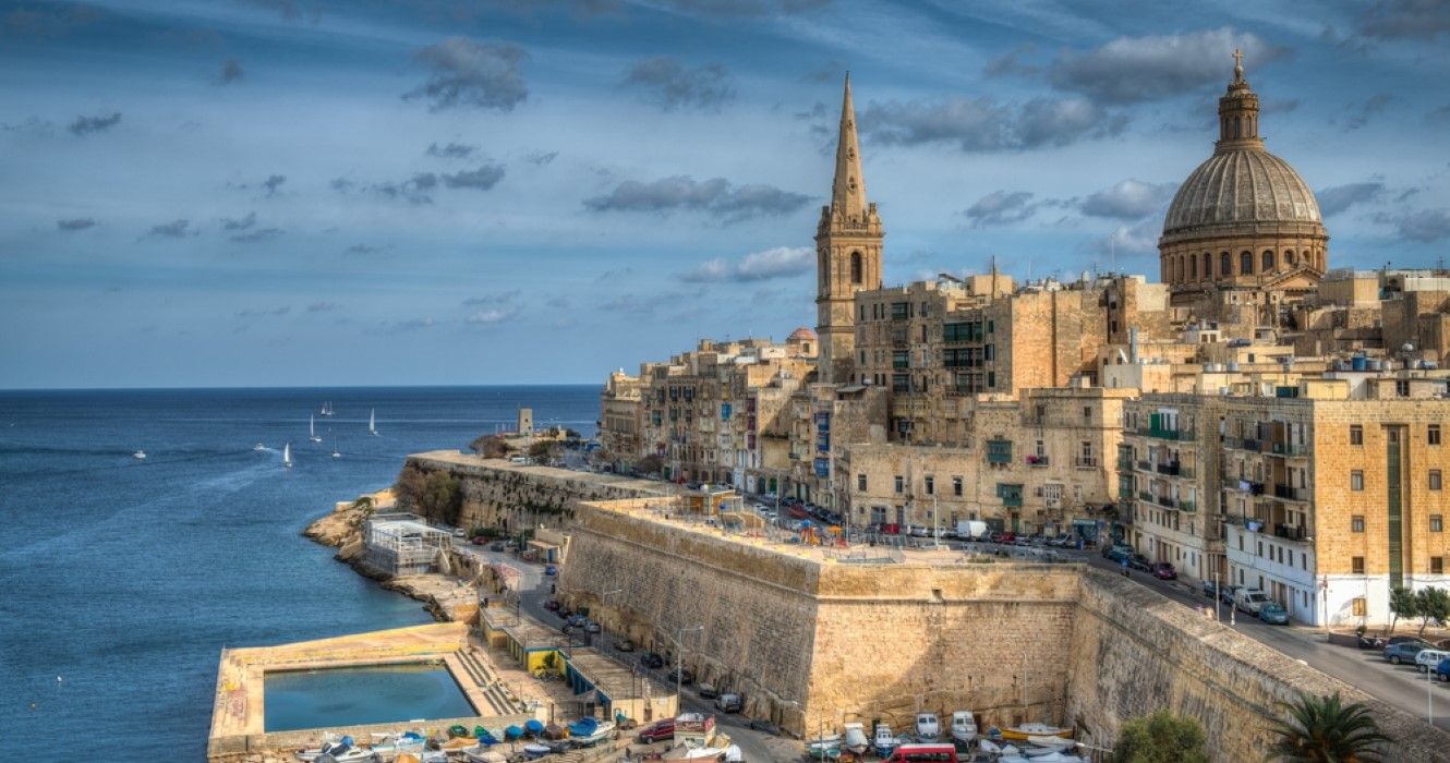 View of Valletta and Marsamxett in Malta in the fall