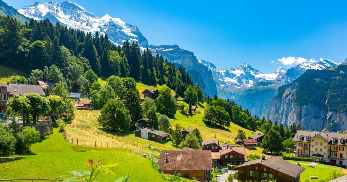Mountain car-free village Wengen, Bernese Oberland, Switzerland