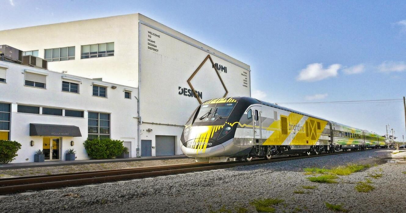 A Brightline Train in Miami Design District