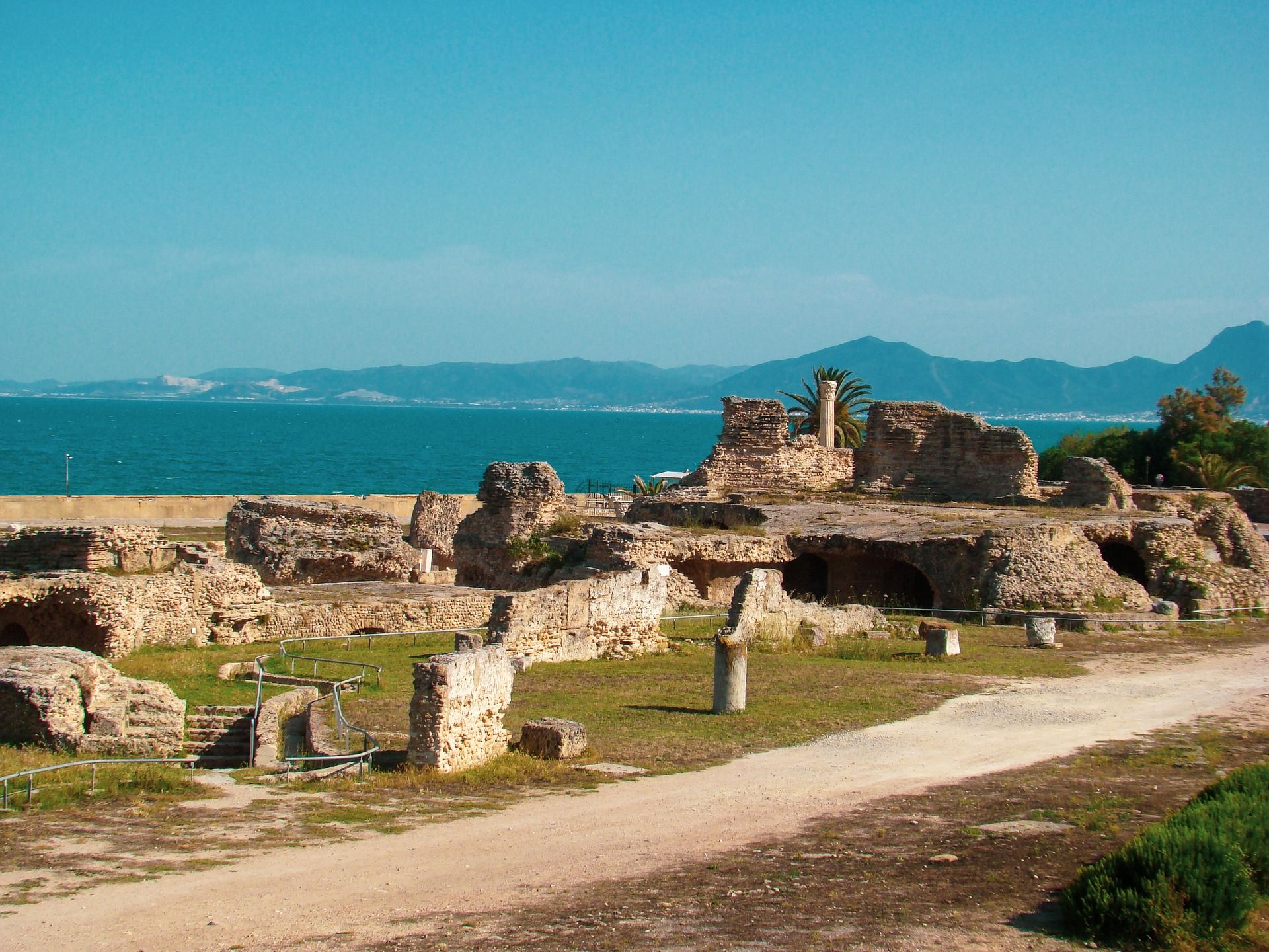 Ruins of Carthage overlooking the Mediterranean Sea